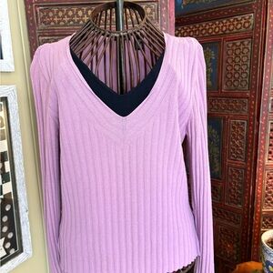 Bentley A Women's V-Neck Ribbed Sweater - Pink